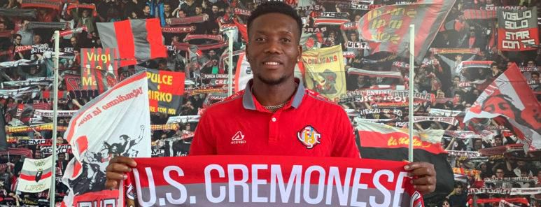 David Okereke after he was unveiled at Cremonese