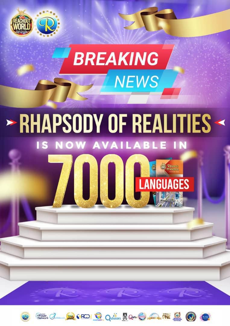 Rhapsody of Realities hits 7,000 languages, hosts #ReachOutWorldLive with Pastor Chris
