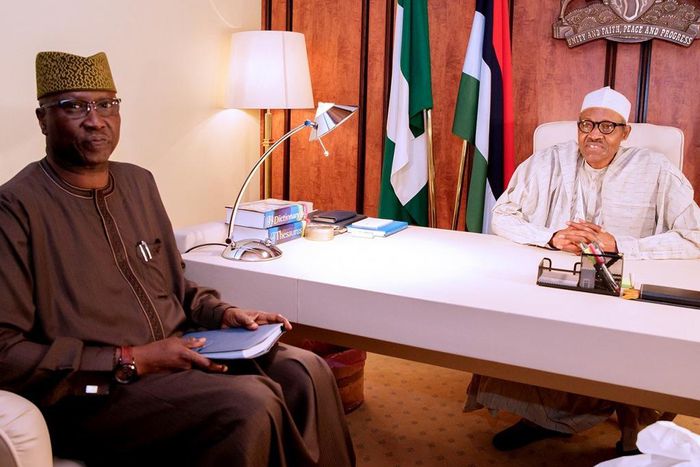 President Muhammadu Buhari with Secretary to Government of the Federation Mr Boss Mustapha