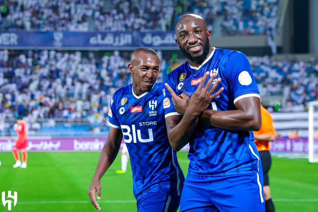 Moussa Marega celebrates his goal vs Al Shabab.