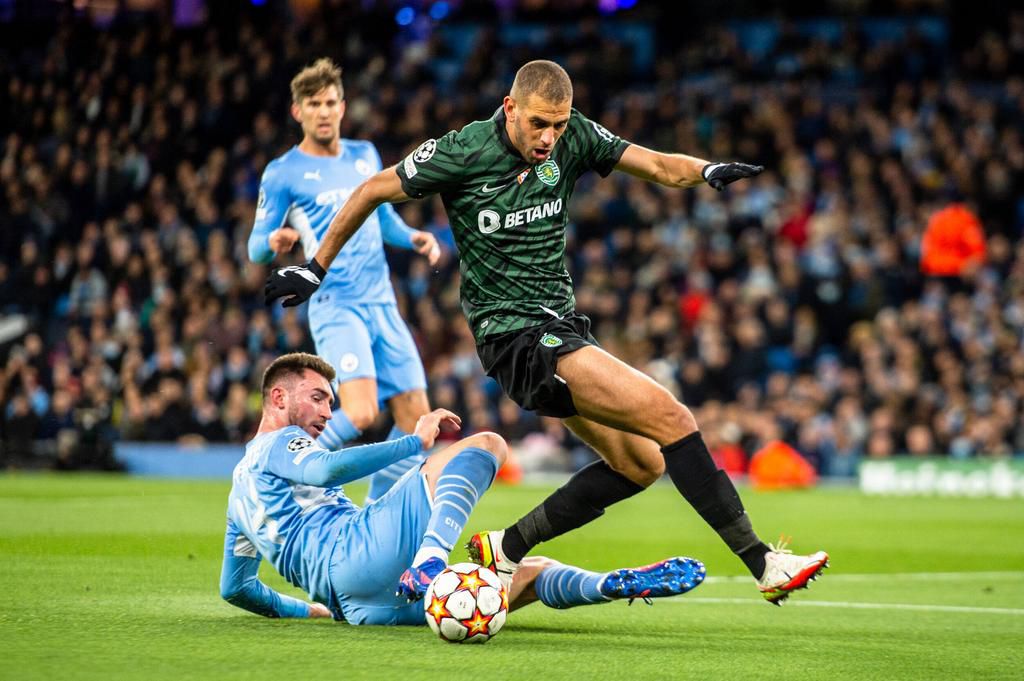 Aymeric Laporte marshalled Islam Slimani away from his goal