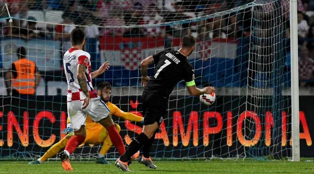 Marko Arnautovic opens the scoring for Austria