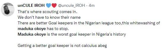 Nigerians react to Maduka Okoye's error vs Algeria B team