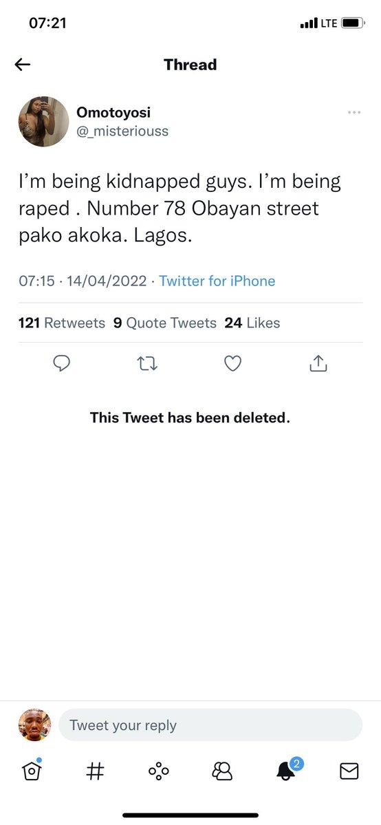 Lady in trouble after raising false kidnap and rape alarm on Twitter