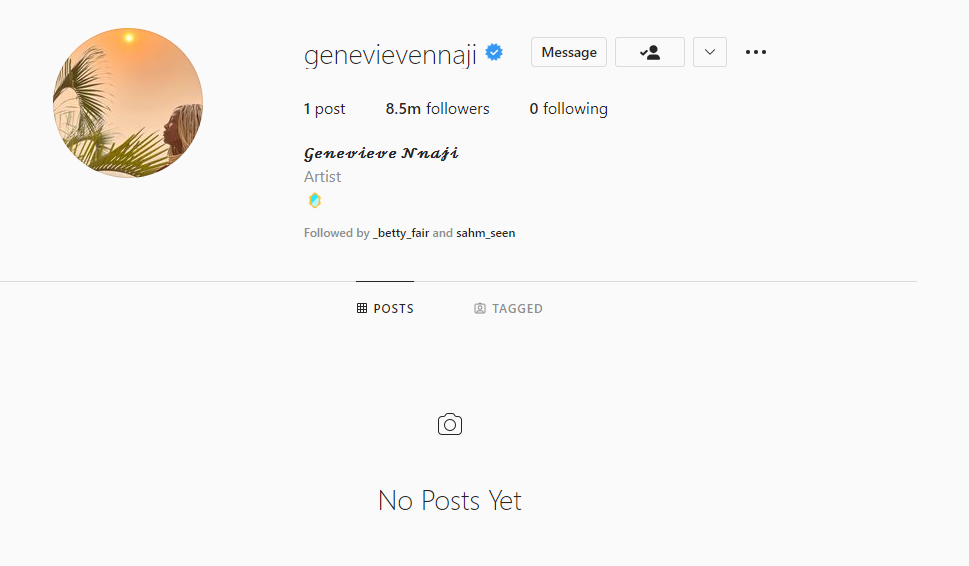 Genevieve Nnaji deletes all photos from her Instagram page