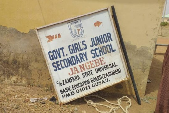 A signpost of the Government Girls Junior Secondary School, Jangebe in Zamfara State [TheCable]