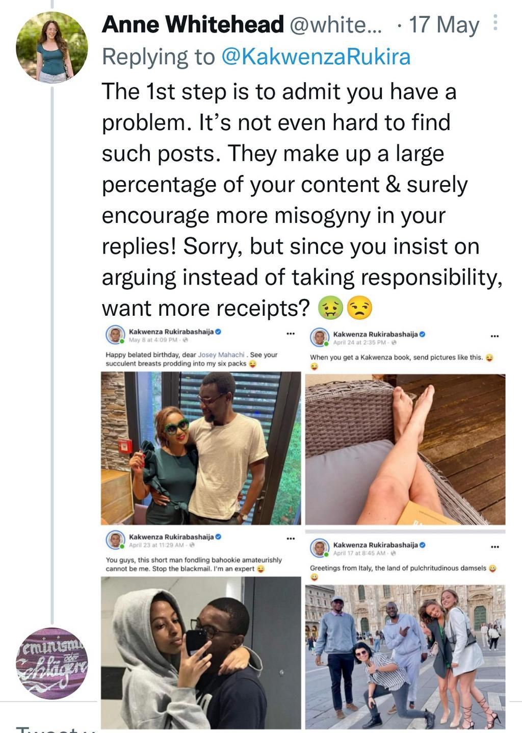 Anne Whitehead social media post