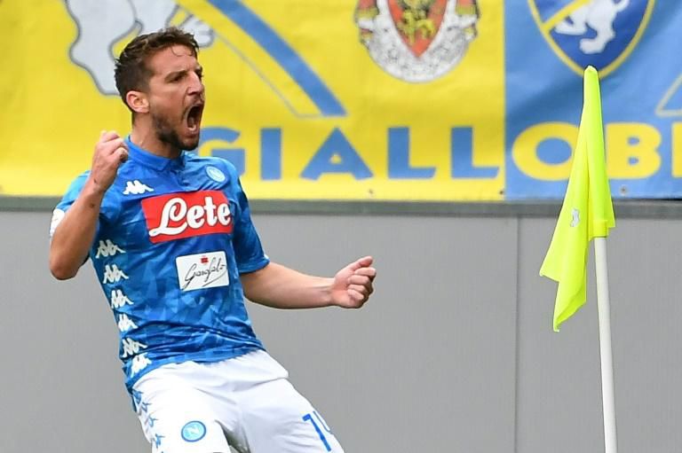 Dries Mertens moved level with Diego Maradona in Napoli's all-time Serie A goalscorers list after scoring his free-kick opener at Frosinone