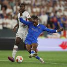 Joe Aribo calmly slots home the opener against Frankfurt.