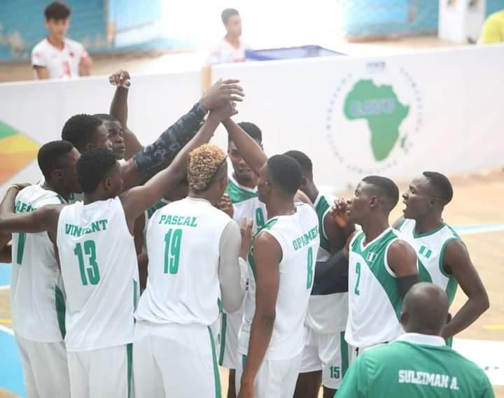 Nigeria celebrates the win over the Gambia on Tuesday.