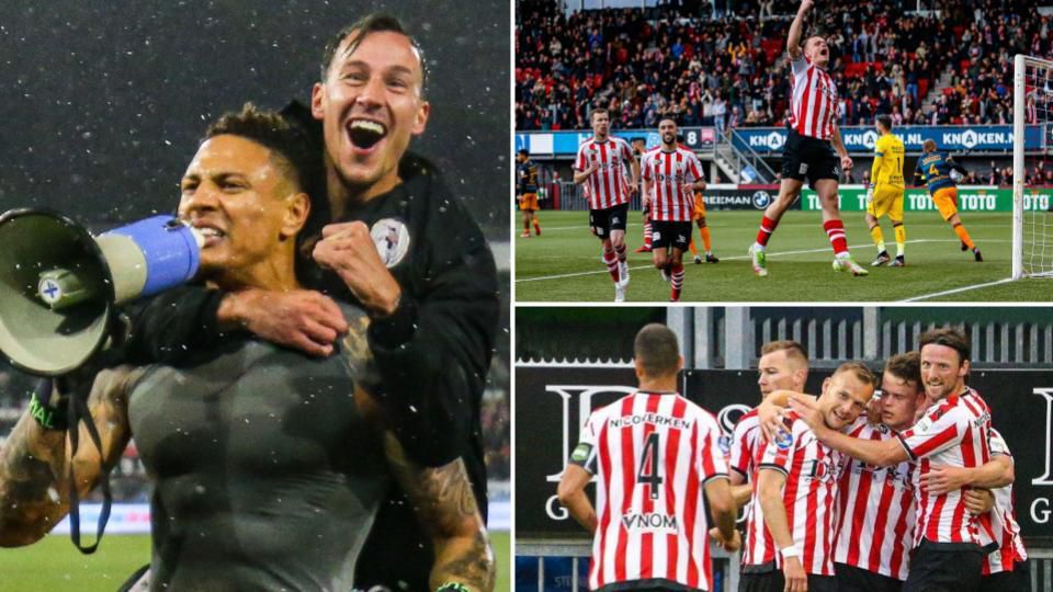 Maduka Okoye led the Sparta Rotterdam celebrations at fulltime