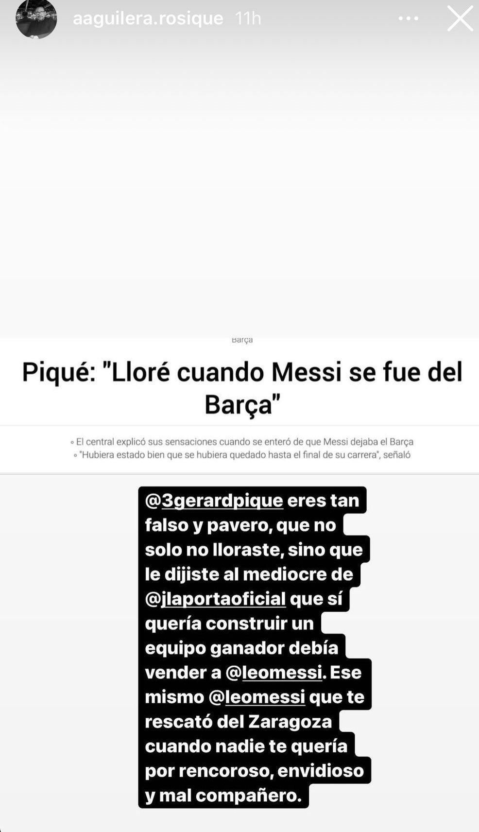 Leo Messi's friend calling out Gerard Pique via Instagram