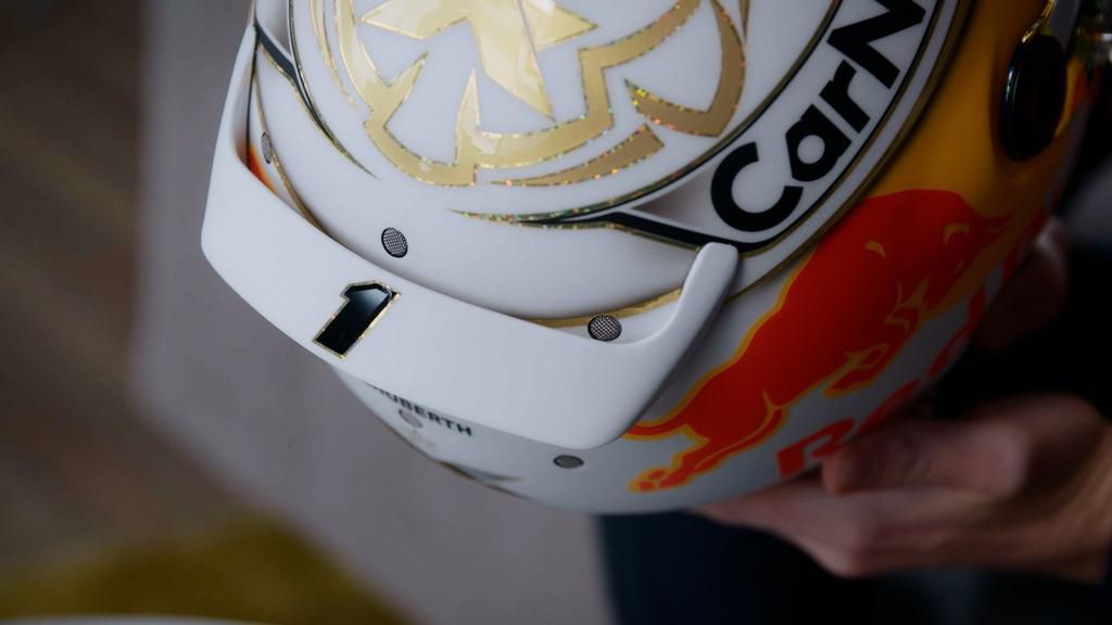 Max Verstappen's new  Helmet has Number 1 inscribed on it