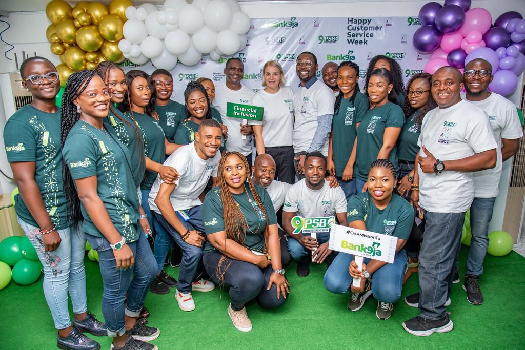 L-R: Chief Executive Officer and Managing Director, 9 Payment Service Bank, Branka Mracajac and a cross-section of 9PSB staff