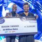 Progress Chukwuyem, winner of the Nigerian Idol Season 7, with a cheque of N30,000,000 (Thirty Million Naira) as part of the N100,000,000, worth of prizes; and Rite Foods’ Brand Manager, Boluwatife Adedugbe, at the grand finale of the music reality sho...