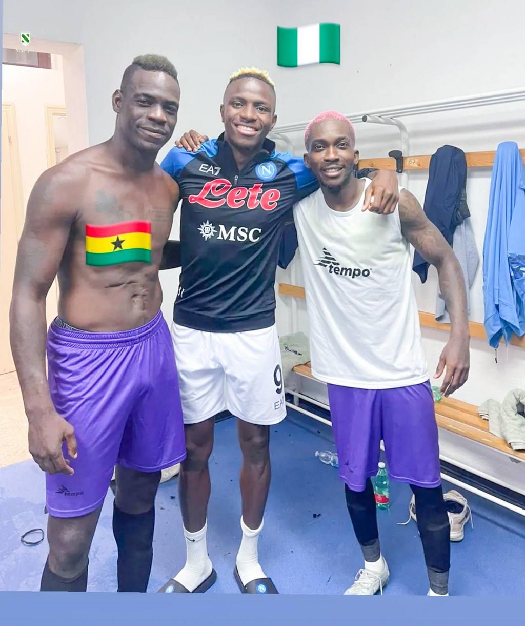 Mario Balotelli and Victor Osimhen linked up after the game along with Henry Onyekuru