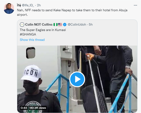 Super Eagles Kumasi Airport reactions