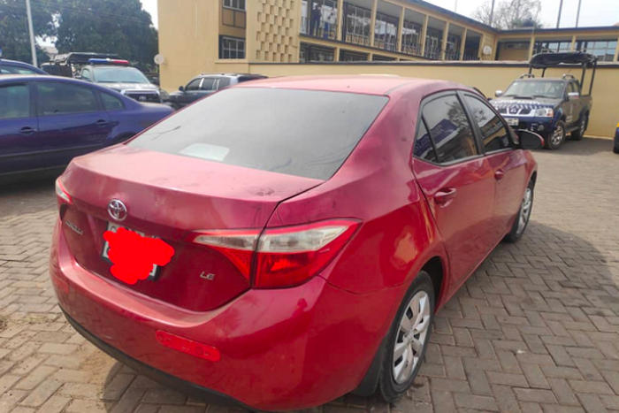 The red Toyota Corolla that was snatched has been retrieved by the police in Kumasi