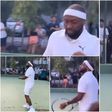 Davido shows off his tennis skills wearing white