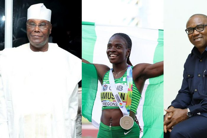 Peter Obi, Atiku celebrate Tobi Amusan for Gold medal at World Athletics Championship