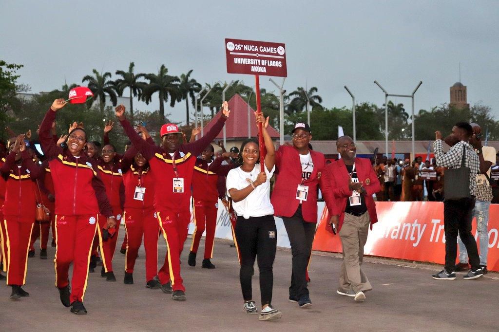 The host school,  UNILAG, during the March Past.