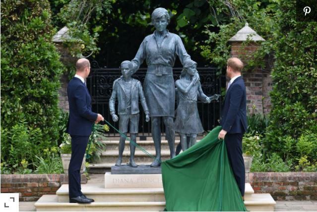Prince William and Harry at the unveiling of their mother's statue [People]