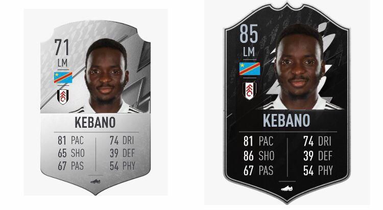 Neeskens Kebano FIFA 22 OPR (Left) and TOTW Upgrade (Right)