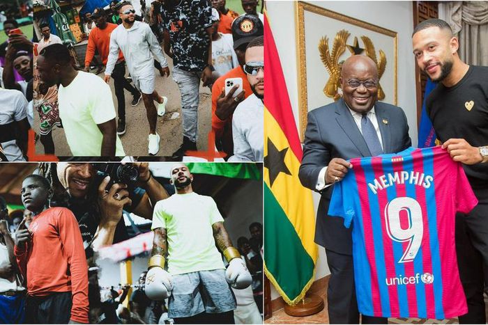 Depay gifts Ghanaian president Barcelona jersey