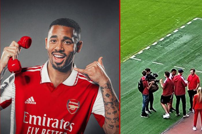 Gabriel Jesus is seen in full Arsenal jersey in a leaked video