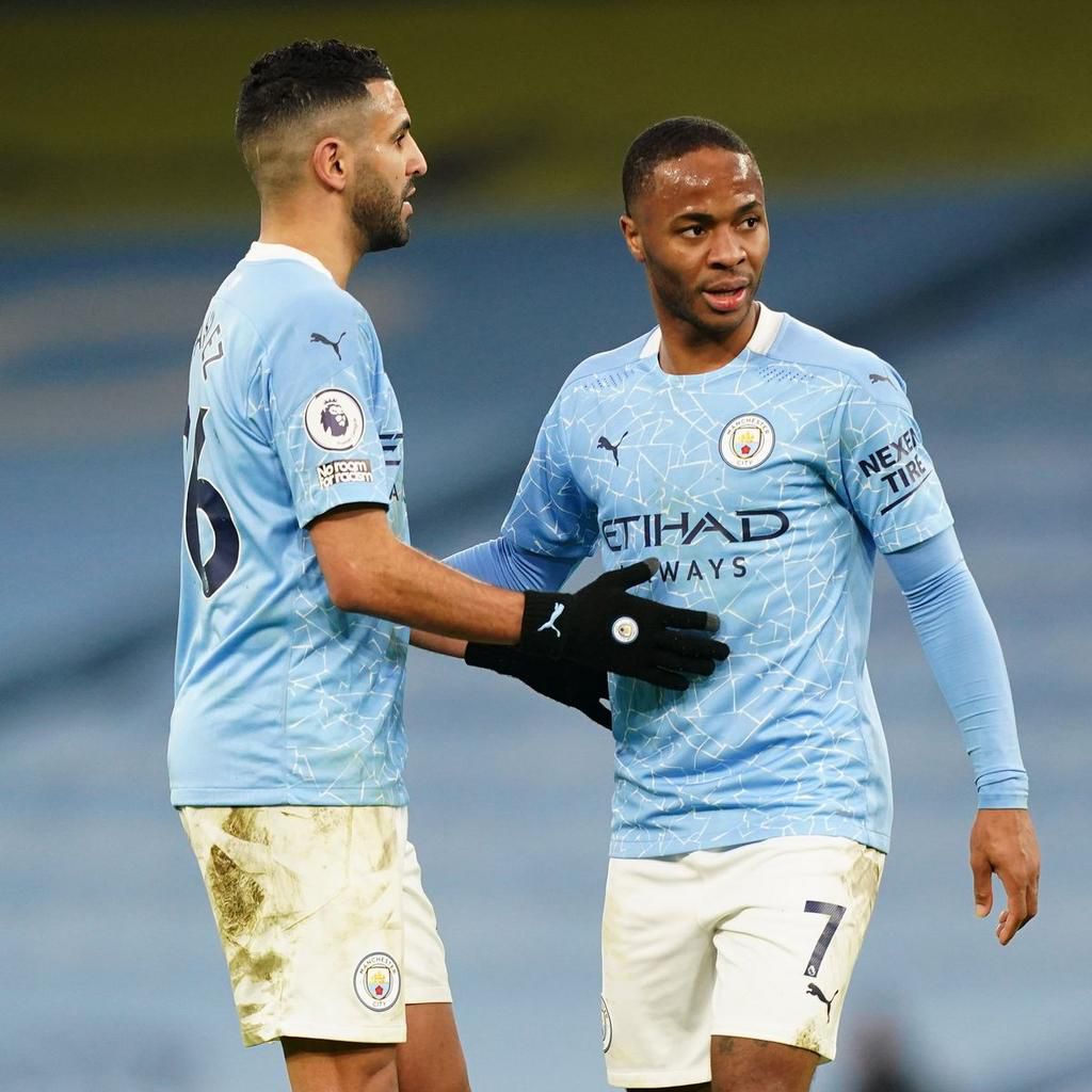 Riyad Mahrez (L) and Raheem Sterling (R) have become prolific goal scorers in Pep Guardiola's system
