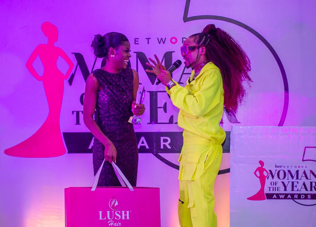 LUSH Hair Nigeria Brand Ambassador Denrele  presenting the Entertainment Category