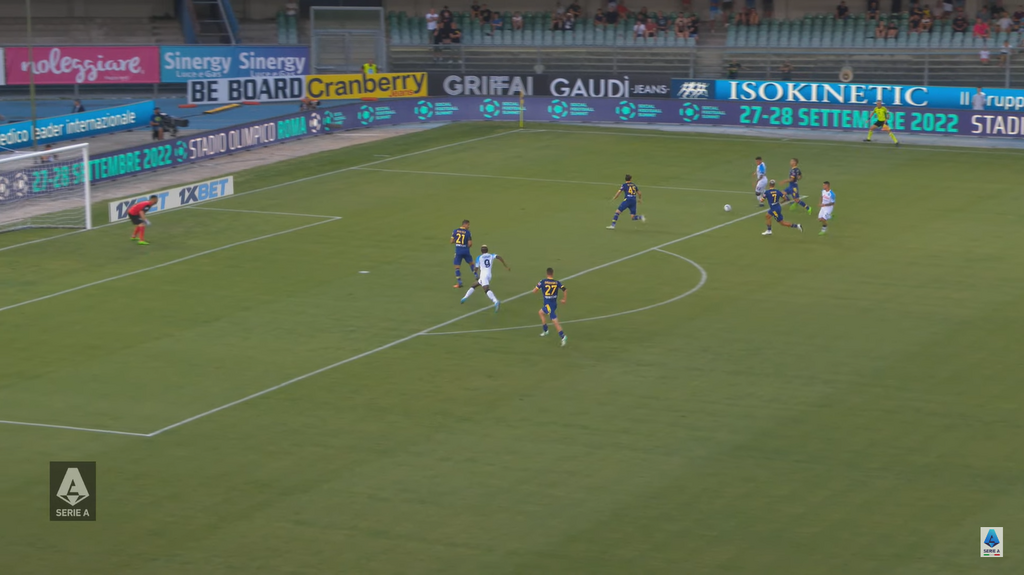 Osimhen timed his run to get ahead of his marker, before laying the ball off to Politano to score the fifth