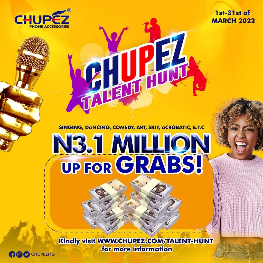 N3.1 million up for grap on the Chupez Talent Hunt