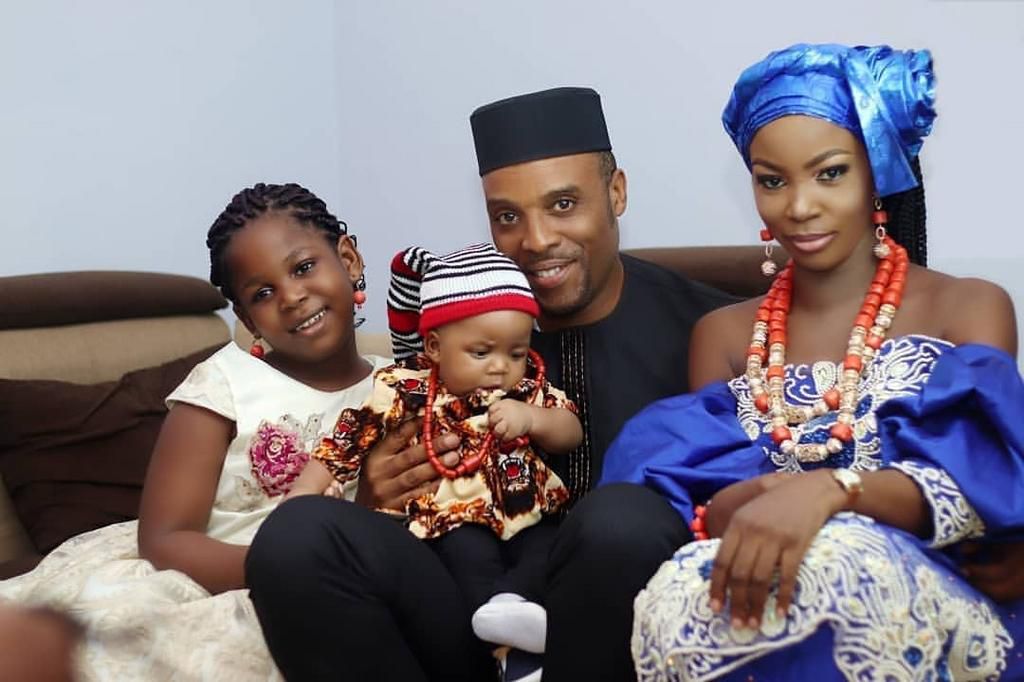Nollywood actor Kalu Ikeagwu and his estrange wife Ijeoma and their kids [BellaNaija]