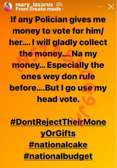 Actress Mary Lazarus says she'll gladly collect money from politicians