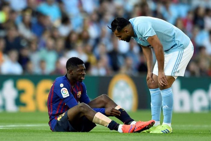 Barcelona's Ousmane Dembele left the field after six minutes in the 2-0 loss at Celta Vigo
