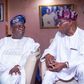APC Presidential candidate, Asiwaju Bola Tinubu, at the Abeokuta residence of the former President, Olusegun Obasanjo. [Twitter:@officialABAT]