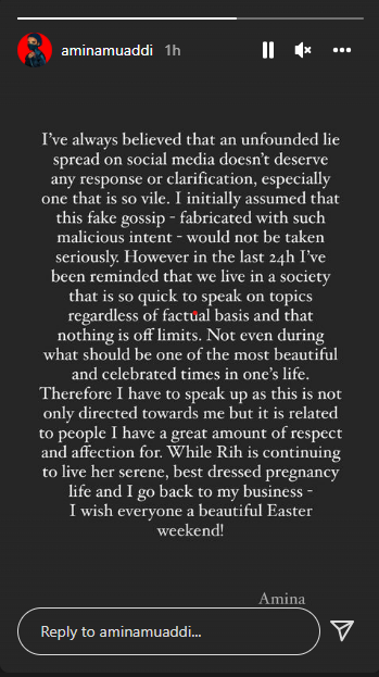 Muaddi says she initially assumed it was fake gossip but decided to clear the air about the reports.