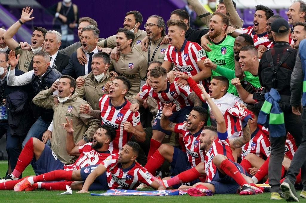 Kieran Trippier (centre) has been key to Atletico Madrid winning La Liga this season.