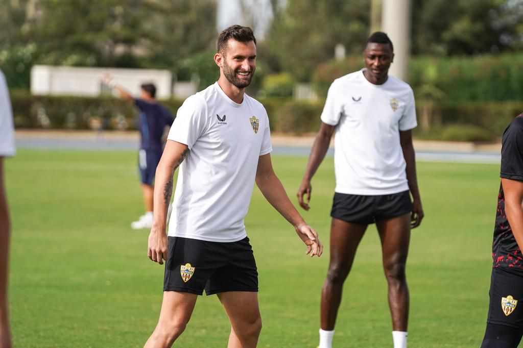 Umar (blurred in the background) in training ahead of Real Madrid's visit.