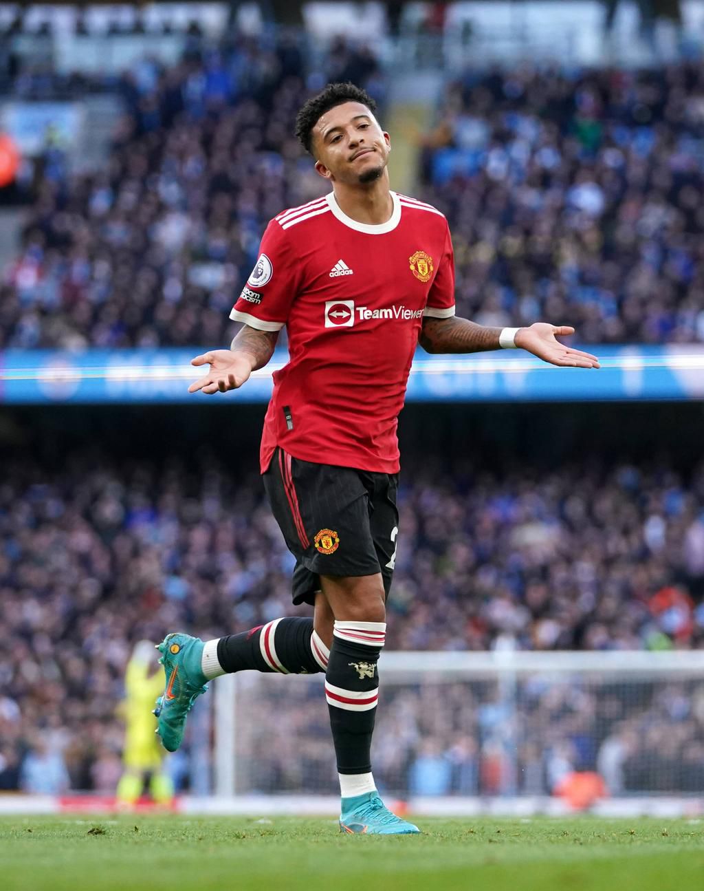 Jadon Sancho scored United's only goal in the defeat to Manchester City on Sunday