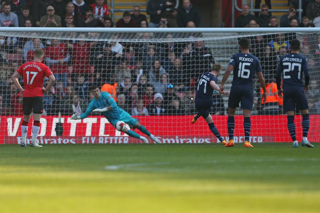 Kevin De Bruyne scored a penalty for City against Southampton on Sunday