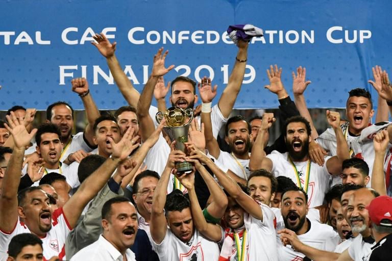 Egyptian club Zamalek celebrate winning the 2019 CAF Confederation Cup. They will not defend the title having qualified for the richer CAF Champions League