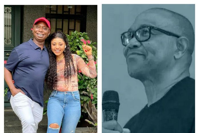 Ned Nwoko and his wife Regina Daniels with Presidential candidate Peter Obi [Instagram/PrinceNedNwoko] [Instagram/PeterObiGregory]