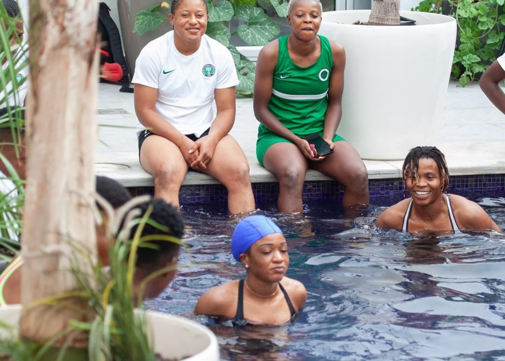 Super Falcons take to swimming pool for recovery session after loss to Morocco
