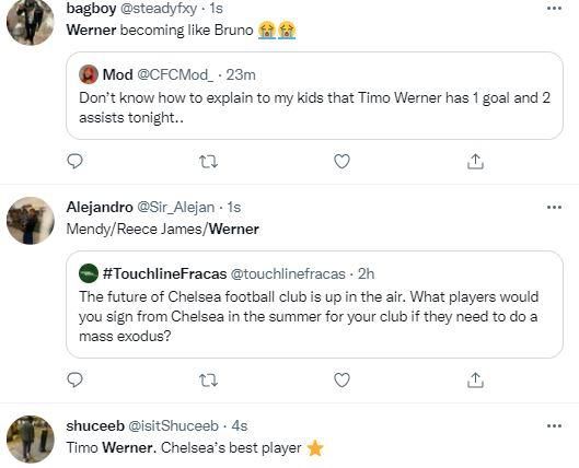 Reactions as Chelsea fans compare Timo Werner to Bruno Fernandes