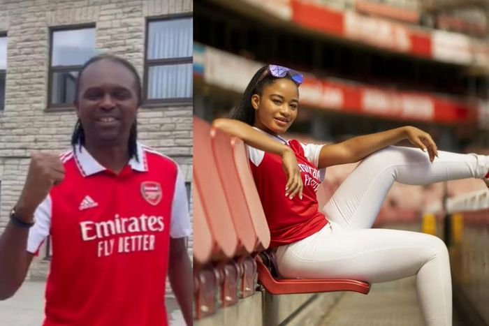 Super Eagles legend  Kanu and wife celebrate Arsenal on top of the Premier League