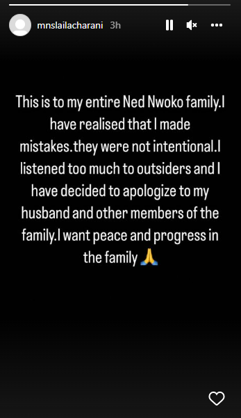 Ned Nwoko’s 5th wife Laila apologises to him