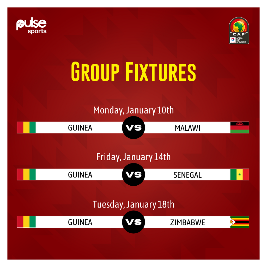 Guinea AFCON group fixtures