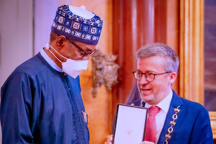 President Muhammadu buhari and Fernando Medina, Mayor of Lisbon. [Presidency]